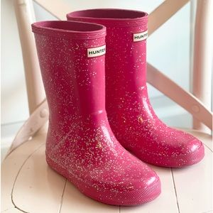 Hunter Toddler Girls Original Classic Glitter Rain Boot Hot Pink Size 12 (UK 11)
